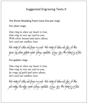 Vorschlagene Gravurtexte für den Einen Ring 2/2 englisch